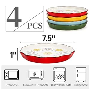 4 Pack Ceramic Dessert Plates, 7.5 Inch Small Floral Dinner Appetizer Plate, Farmhouse Lunch Salad Serving Dishes, Vintage Flat Pasta Bowl for Steak Fruit Pizza, Dishwasher & Microwave Safe 4 Pack Ceramic Dessert Plates 75 Inch Small Floral Dinner Appetizer Plate Farmhouse Lunch Salad Serving Dishes Vintage Flat Pasta Bowl for Steak Fruit Pizza Dishwasher Microwave Safe