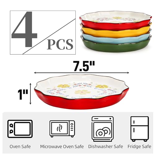 4-Pack-Ceramic-Dessert-Plates-75-Inch-Small-Floral-Dinner-Appetizer-Plate-Farmhouse-Lunch-Salad-Serving-Dishes-Vintage-Flat-Pasta-Bowl-for-Steak-Fruit-Pizza-Dishwasher-Microwave-Safe 4 Pack Ceramic Dessert Plates 75 Inch Small Floral Dinner Appetizer Plate Farmhouse Lunch Salad Serving Dishes Vintage Flat Pasta Bowl for Steak Fruit Pizza Dishwasher Microwave Safe