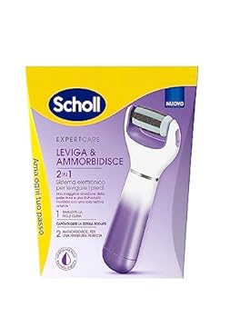Scholl Velvet 2in1 Leviga e Ammorbidisce, Sistema di Pedicure Elettronico per Levigare i Piedi Testine Interscambiabili a Doppia Azione, Rimuove e Ammorbidisce la Pelle con Calli e Talloni Screpolati