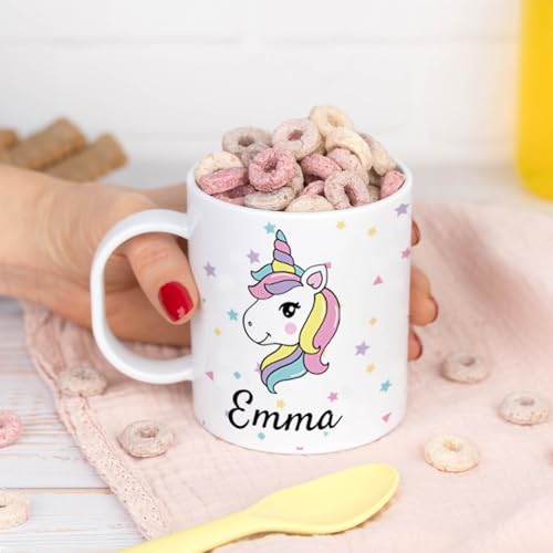 Wanapix | Taza de Plástico Personalizada para Niños| Vuelta al Colegio/Guardería | Taza Infantil con Nombre |Plástico Irrompible sin BPA | 325 ml | Unicorn Girl