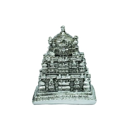 Image of Silver-Plated Balaji Temple | Divine Idol for Peace, Prosperity, Positive Energy & Success | Tirupati Balaji Temple for Home, Office, Business, Gifting & Pooja Room | 5.5cm x 4cm x 7.5cm