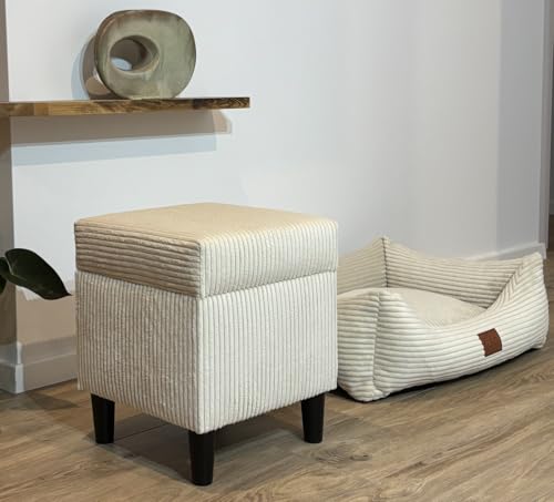 Leo4dog Hundebett Cord Waschbar Bezug Für kleine mittelgroße und große Hunde Hundekissen Hundesofa Hundekorb (Beige, XL 115x90)