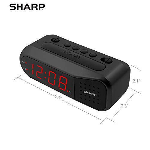 Sharp Digital Alarm Clock – Black Case With Red Leds - Ascending Alarm Grows Increasing Louder, Gentle Wake Up Experience, Dual Alarm thumb #3