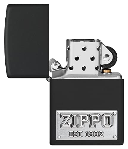 Image of Zippo Zippo License Plate Black Matte Windproof Pocket Fuel Refillable Lighter, BIS Certified