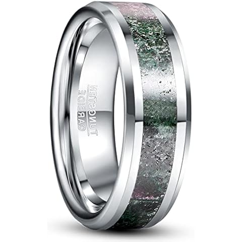 NUNCAD Tungsten Carbide Ring with Raw Emerald Cover