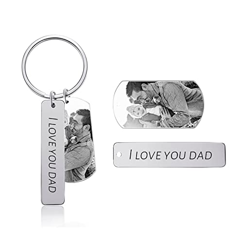 Personalized Custom Dad Photo Keychian - Engraved Picture Name Key Chains Father~'S Day Gift For Dad Husband, Silver #TOP4