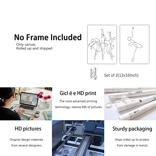 Feoftie Line Art Wall Decor Women Wall Art Black And White Artwork For Walls Ballerina Wall Art Wall Art For Girls Bedroom Minimalist Wall Decor Line Art Posters For Girls Room 12X16 Inchx2 Unframed #TOP1