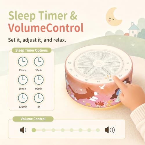 Image of Kipcush White Noise Machine for Baby & Adults, Sleep Sound Machine with 30 Soothing Sounds, 8-Color Night Light, Memory Function, White Noise for Sleeping, Nursery, Office, Travel, Relaxation