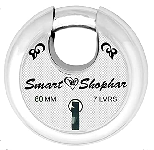 Image of Smart Shophar Heavy Duty Metal Fitting Steel Zip Action Medium Disc Shutter Lock 80 MM Silver, with Keys /Multipurpose Hardened Shackle Padlock for Door, Gate, Shutter and Home