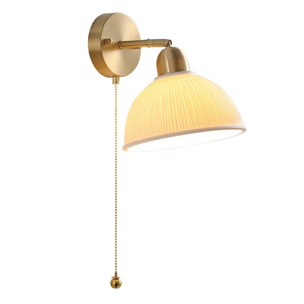 HXYSXHJUO E26 Screw Single-Head Wall Light, Creative Ceramic Metal Sconce, Japanese Simple Style Flush Mount Lamp, Hallway Entryway Bedside Decorative Lighting Fixtures