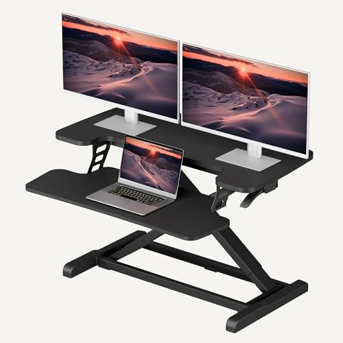 SANODESK 32" Spring-Lift Standing Desk Converter with Keyboard Tray