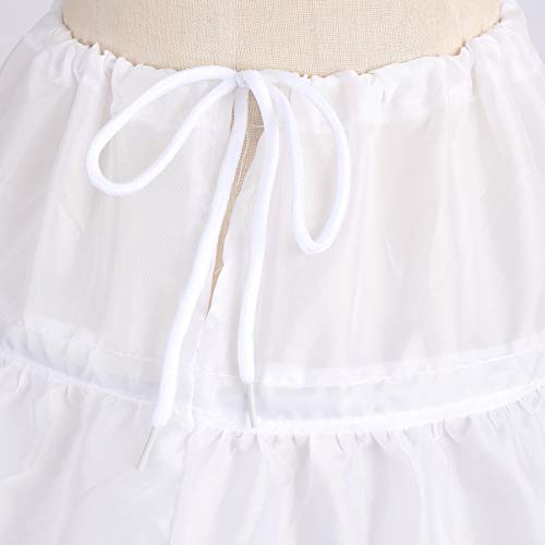 ABAFIP Girls 3 Hoops Petticoat Underskirt Crinoline Skirt Slips Drawstring Hoop Skirt for Wedding Evening Gown4