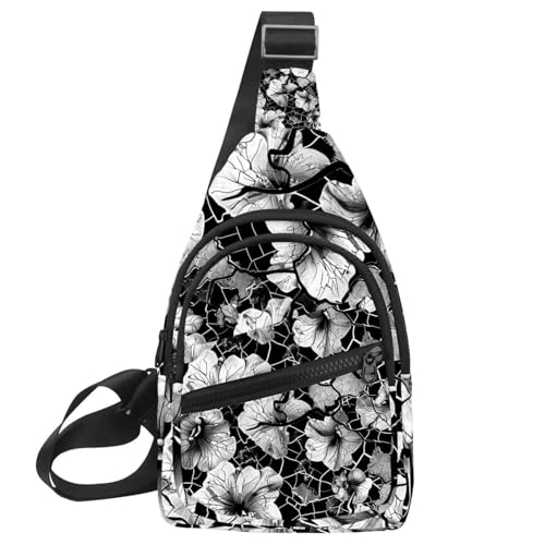 Mochila cruzada con diseño de flores rotas y correa ajustable unisex