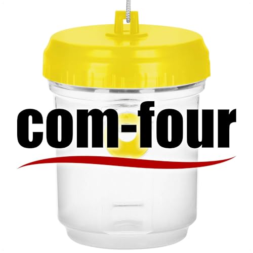 COM-FOUR® 2X Trappola Per Vespe Viva – Trappola Naturale Da Appendere E Posizionare – Protezione Per Esterni Rispettosa Degli Animali – Cattura Insetti Anti-Vespe (02 Pezzi - Giallo 13Cm) - 9