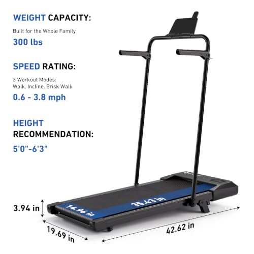 Image of DeerRun Walking Pad with 6% Incline, 3 in 1 Under Desk Treadmill for Home Office & Small Spaces, 2.5HP Quiet Walking Pad Treadmill with 300lb Capacity, 0.6-3.8MPH, App & Remote Control