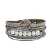Jenia Tree of life Leather Bracelet Rope Wrap Pearl Cuff Wristband for Women with Gift Bags