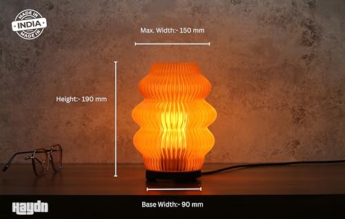 Image of Haydn Clear Orange LED Ambient Table Lamp for Bedroom & Living Room - Warm Glow Bedside Night Lamp, Decorative Study Desk Lamp, Modern Home Decor Lighting (LED Bulb Included)