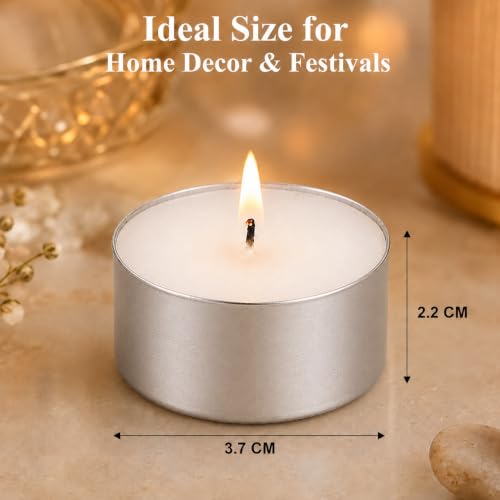 Image of JD Fresh 25 Pieces Smokeless Tealight Candles for Home /Unscented 6 Hour Long Burning Dripless Paraffin Wax Tealight /100% Cotton Wicks Candle for Decoration /Wedding /Emergencies (3.7 x 2.2 cm,White)
