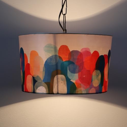 Image of Tu Casa Abstract Print Fabric Glow Pendent Light Hanging Lamp For Bedroom, Living Room, Lounge, Office, Gifting Area Without Bulb For Home Decoration (Height - 20 inch)