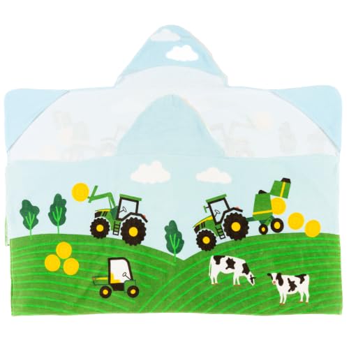 Image of John Deere Tractor Farm Kids Super Soft Bath /Pool /Beach Soft Cotton Terry Hooded Towel Wrap, 24 in x 50 in, (Officially Licensed Product) by Franco