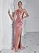 ADYCE Formal Dresses for Women Cocktail Wedding Guest Satin One Shoulder Maxi Party Prom Sexy Corset Bodycon Evening Gowns (US, Alpha, Large, Regular, Regular, Bright Pink)