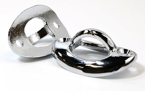 CPB Curved Oval Rope Eyes with Screws - Set of 2 - Chrome Plated Brass - Rope Anchor- Oval Shaped - Curved