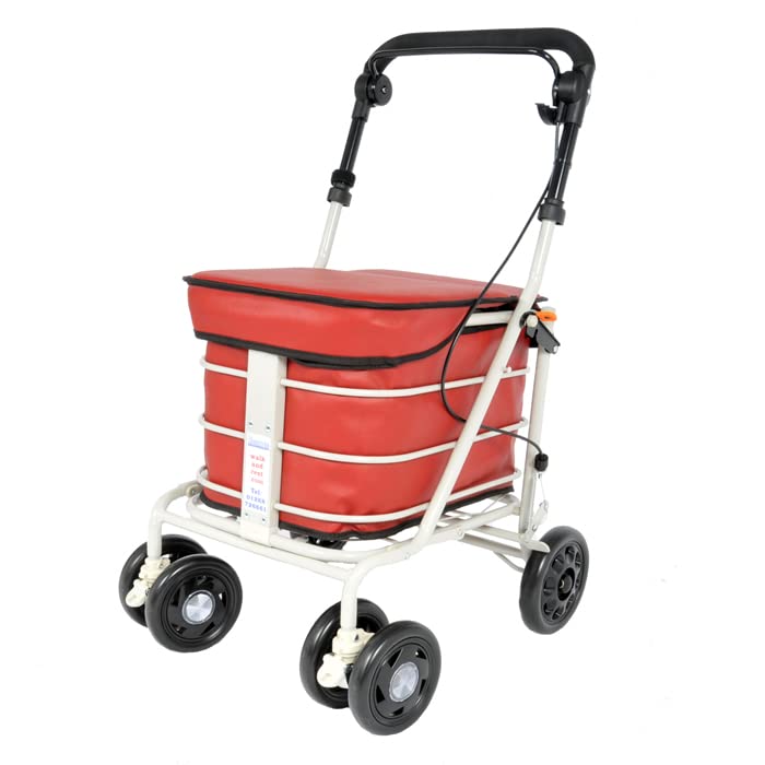 Walk and RestShopping Trolley With Seat (Hand Assembled Ready To Use) (Red)