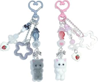 SIGZKK Cute Plush Bear Bunny Cat Dog Keychains Decor Purse Charms Accessories for Women Handbag Bogg Bag Backpack Designer