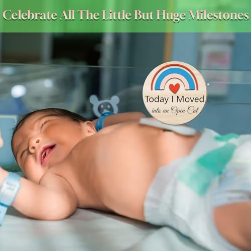 Image of NICU Milestone Cards Sign - Reversible Hospital to Home Journal Gift | 14 Designs Rainbow NICU Milestones Wooden Photo Props for Preemies, Celebrate NICU Baby's Special Milestone Moments