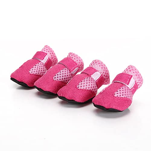SMDARROY Dog Shoes Mesh Breathable Soft Sole Shoes for Dogs Bichon Teddy Pet Shoes Dog Boots (Pack of 8), 2 sets of pink shoes