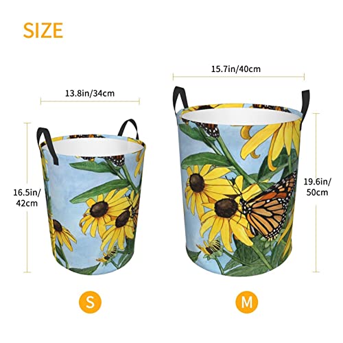 Spring Butterfly Flowers Printed Laundry Hamper Laundrys Basket Waterproof Foldable With Handles Circular Storage Clothes Bag For Bathroom Bedroom Dorm Medium #TOP4