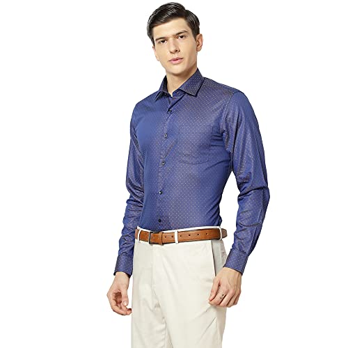 Image of Blackberrys Men's Cotton Blend Self-Design Casual Trousers