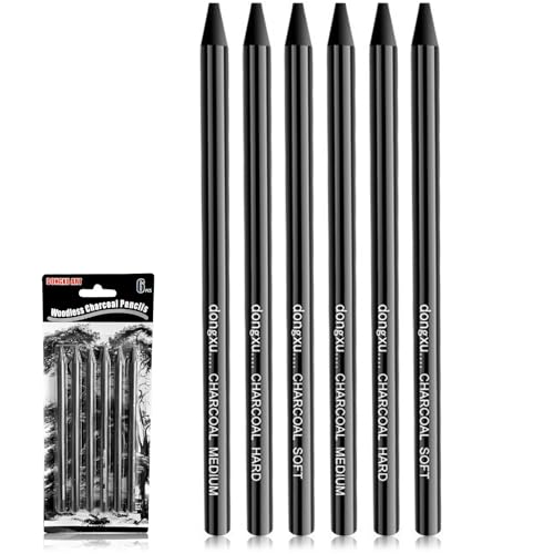 JYSNOW Kohlestifte zum Zeichnen Natural Charcoal Zeichenkohle aus Weidenholz Zeichenkohle in Künstlerqualität Deckende Professionelle Skizzierstifte für Kohlezeichnungen mit Hohen Kontrasten