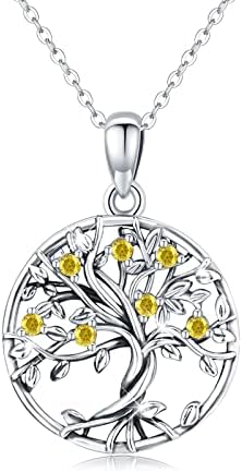 TRISHULA 925 Sterling Silver Tree of Life Necklace Gift for Women Girls Kids