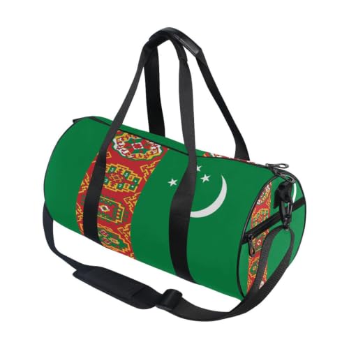 Bolsa de gimnasio ligera de lona con bandera de Turkmenistán para viajes