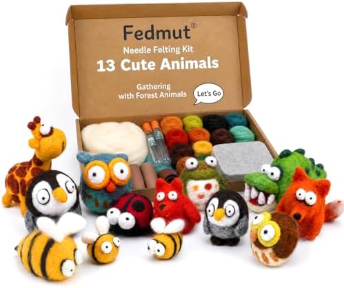 Fedmut Needle Felting Wool Kit, Felting Kit to Make 13 Cute Anima...