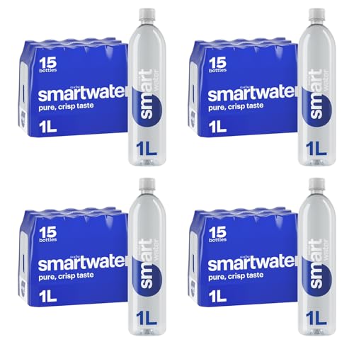 SmаrtWаtеr Vapor Distilled Premium Water Bottles, 1 L., 15 pk. Pack of 4. TOTAL 60 BOTTLES.