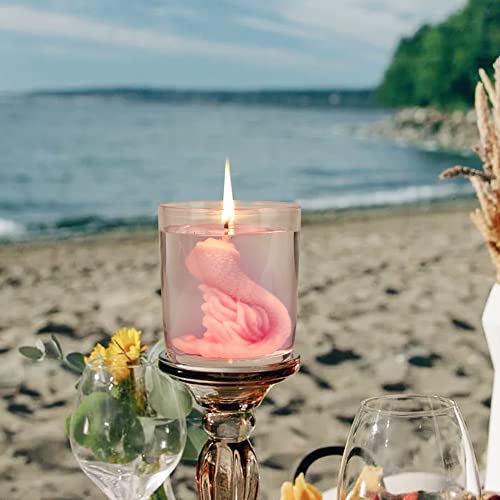 Jelly Gel Scented Candle Gift For Women,Cilantro & Orange Peel Highly Scented And Soy Wax Mermaid Jar Candle For Home Decoration Candle,As A Gift For Birthday，7.07 Oz Candle #TOP4