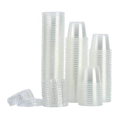 [200Sets1oz]Small Plastic Containers With Lids,Plastic Cups With Lids