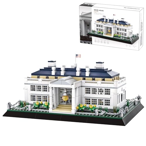 LQPFBSM White House Architecture Building Blocks Set 894 PCS Washington D.C. Landmark Model Kit for Adults Teens United States Capitol Souvenir Gift Educational Construction Toy for Home Office Decor