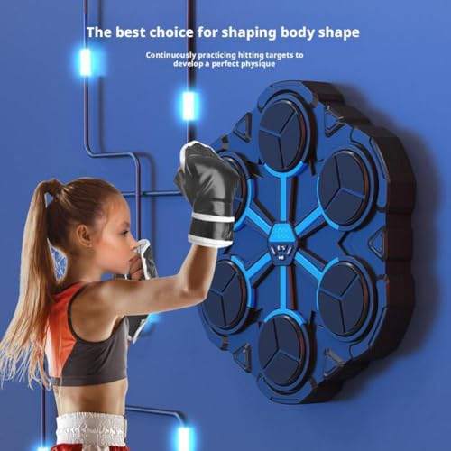 2026 New Music Boxing Machine, Wall Mount Smart Training Equipment, with LED Lights, Support Bluetooth, Smart Fitness Home Workout Equipment for Adults and Kids (4 Targets-Regular)