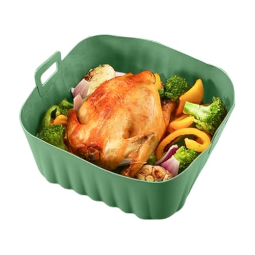 Moule Silicone Air Fryer, Moule En Silicone Pour Friteuse À Air Chaud Réutilisable, Panier Friteuse À Air Carrée Antiadhésif Avec Poignée, Moule Silicone Pour Friteuse À Air Micro-ondes Ou Four