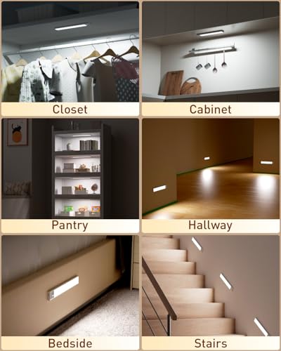 Image of Under Cabinet Light Wireless with Remote,80-LED Motion Sensor Light Indoor, 12 Inch Closet Lights Wireless, Dimmable & 3 Color Temps, Stick on Under Counter Lights for Kitchen Closet Stair Bedroom