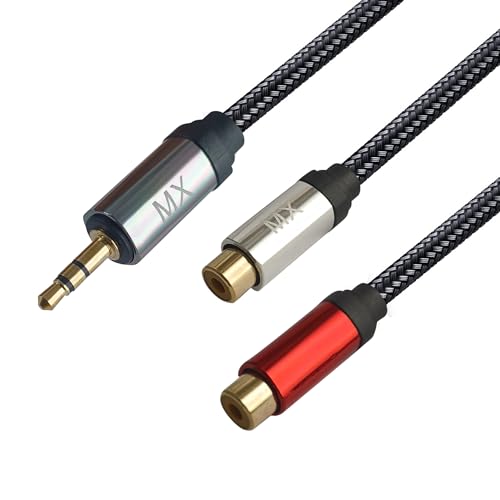 Image of MX 3.5mm Audio Y-Splitter Cable - 1 Male to 2 Female Stereo Jack Adapter for Phones, Headphones, Speakers, PC, MP3 Players