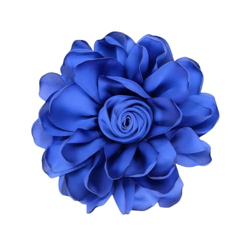 Image of Extra Large Satin Fabric Flower Brooch for Women Elegant Rose Camellia Floral Brooch Pin Handmade Big Satin Fabric Flower Statement Brooch Pin Vintage Clothing Hat Bag Accessories Christmas Wedding Bridal Birthday Jewelry