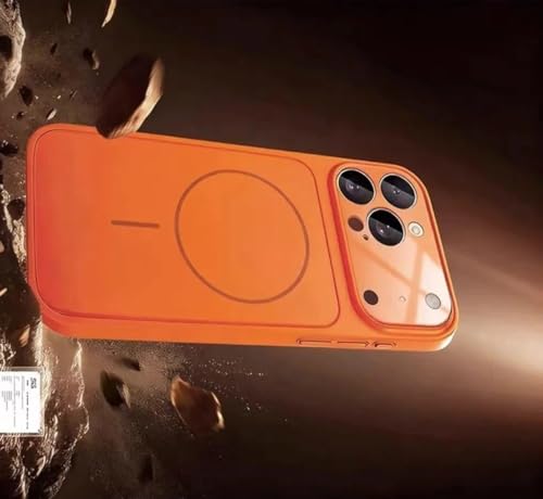 Image of for iPhone 11 Pro Max |Convert to 17 pro /17 Pro Max Style Premium Back Glass Converter Cover Magnetic Case for iPhone 11 Pro Max |Convert to 17 pro /17 Pro Max (Orange)