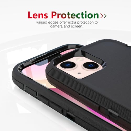 Image of Case for iPhone 13 mini, Heavy-Duty Tough Rugged Shockproof Drop Protective Cover Phone Cases, Black