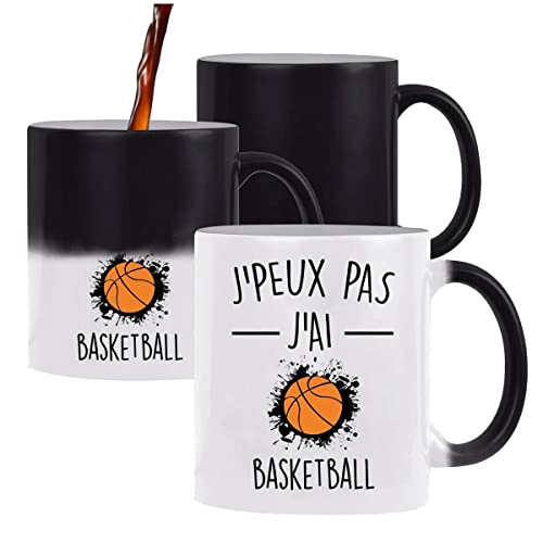 Planetee Mug magique thermoréactif J'peux pas Basketball tasse change couleur chaleur humour idée cadeau anniversaire Noël homme femme