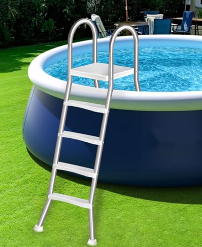 Escalera para piscina elevada con 4 escalones de acero inoxidable miniatura 1