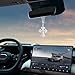 FALVFUN Bling Cross Car Rear View Mirror Hanging Ornament, Crystal Rhinestones Religious Vehicle Rearview Mirror Pendant Charm, Auto Interior Decoration Accessories, Universal Fit (White)